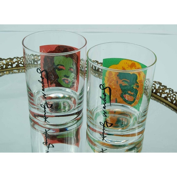 Andy Warhol Marilyn Monroe Lowball Glasses(TRAY NOT  INCLUDED)! - Picture 3 of 3